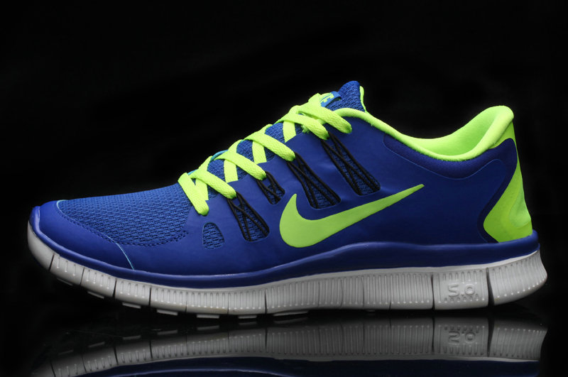 Hot Nike Free5.0 Women Shoes Blue/Greenyellow